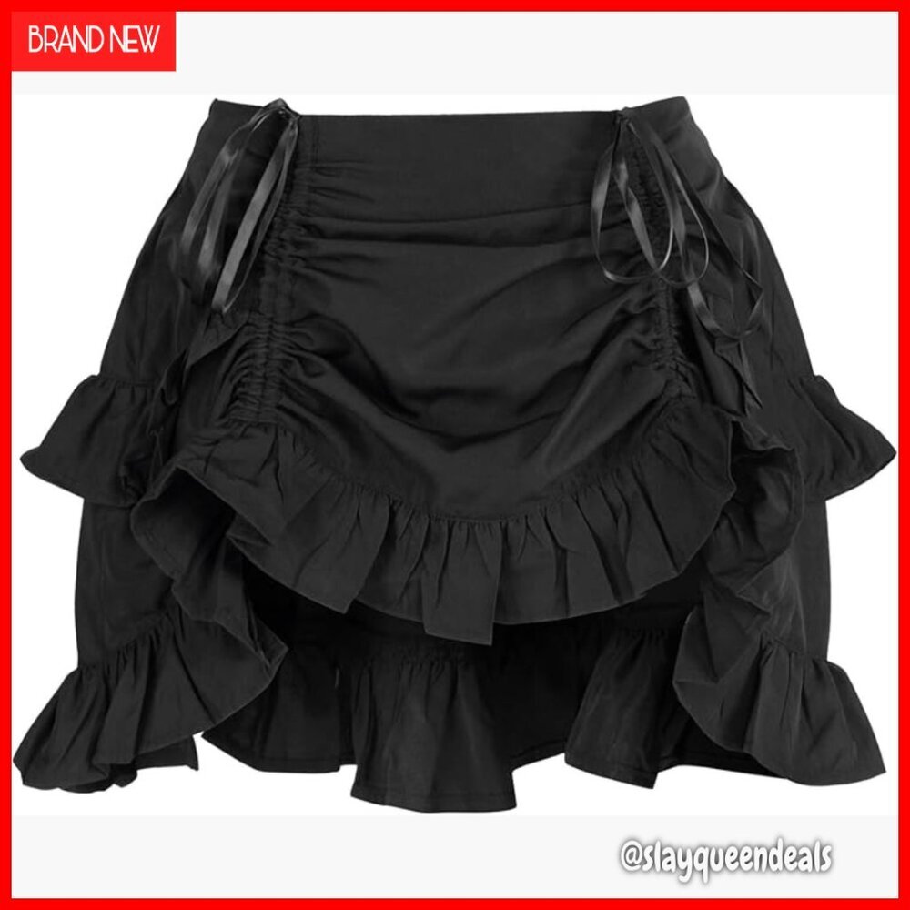 Crepe Mini Skirt with Drawstring Bustle, Elastic Waist, Versatile Western Style